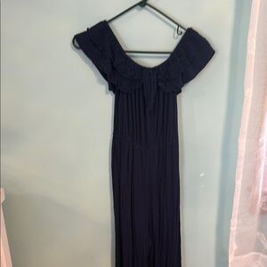 Elegant Navy Off-Shoulder Pantsuit